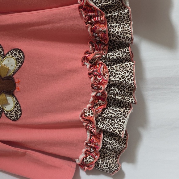 Bonnie Jean Pink & Brown 2-Piece Cotton Girls Outfit w/Turkey Applique.  Size 3T - Picture 4 of 10